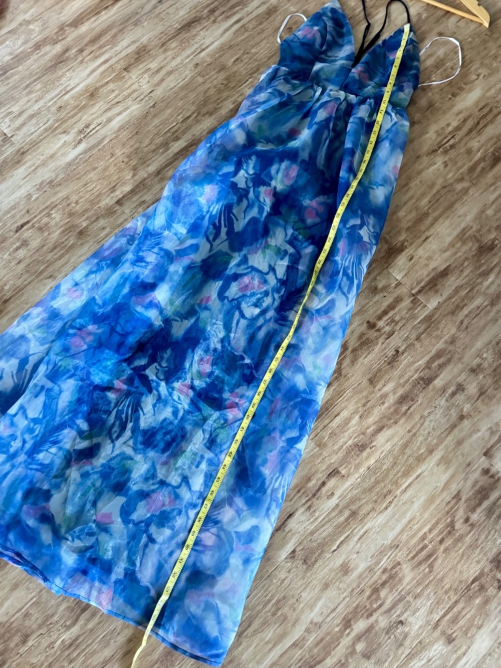 NWT Lulu's Bloom Wildly Maxi Dress Open Back Watercolor Fairy Organza Blue Sz XS - Picture 9 of 16